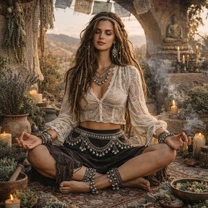 Vintage Statement Boho Silver Bells Chain Belt |Hip Belt Dangle Jewelry 25”